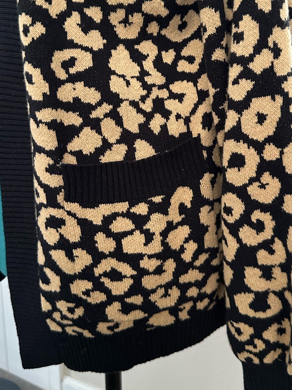 POPSUGAR Black and Beige Leopard Open Cardigan - Picture 9 of 14